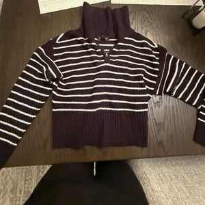 Urban Heritage Black and White Striped Turtleneck Sweater